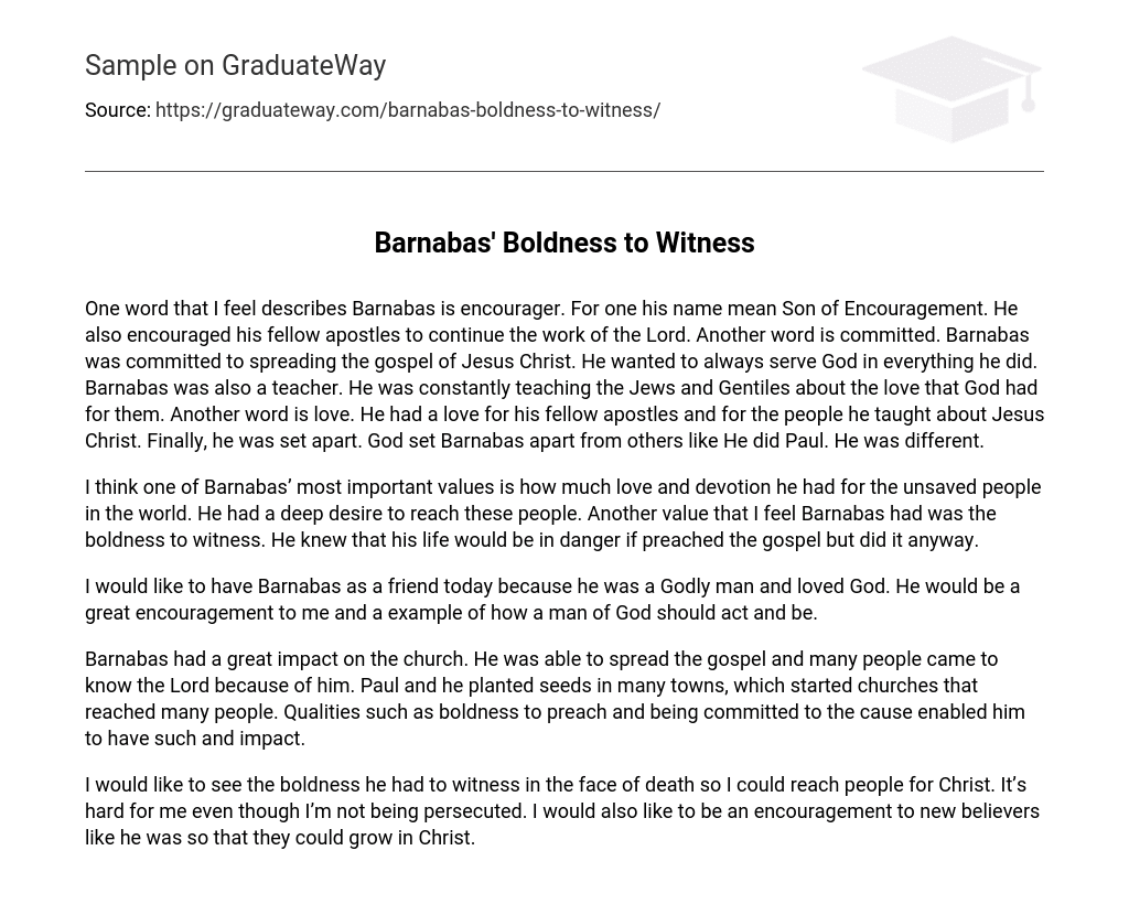 Barnabas’ Boldness to Witness