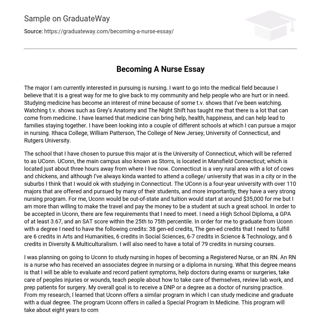 college essay about nursing