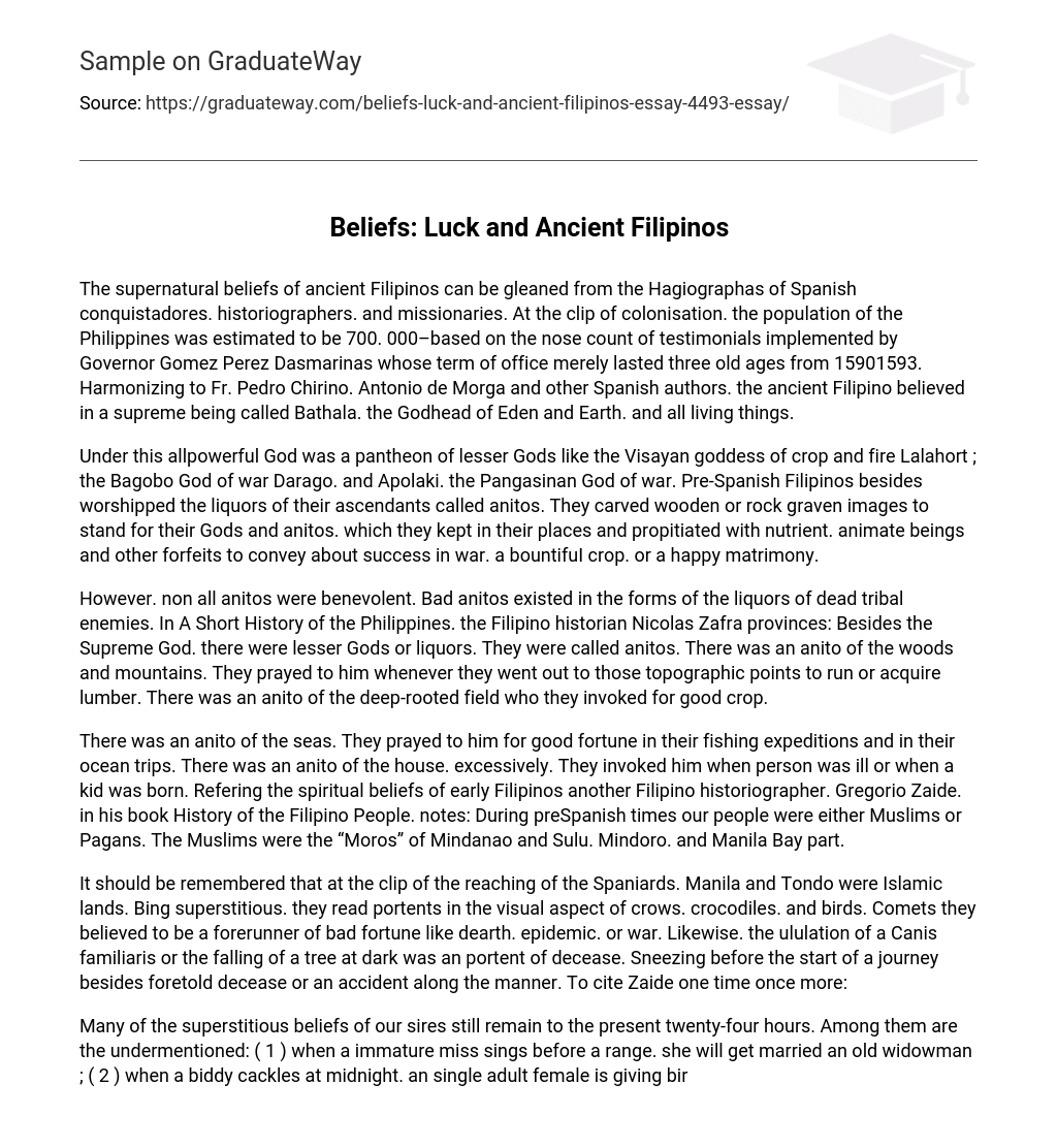 Beliefs: Luck and Ancient Filipinos