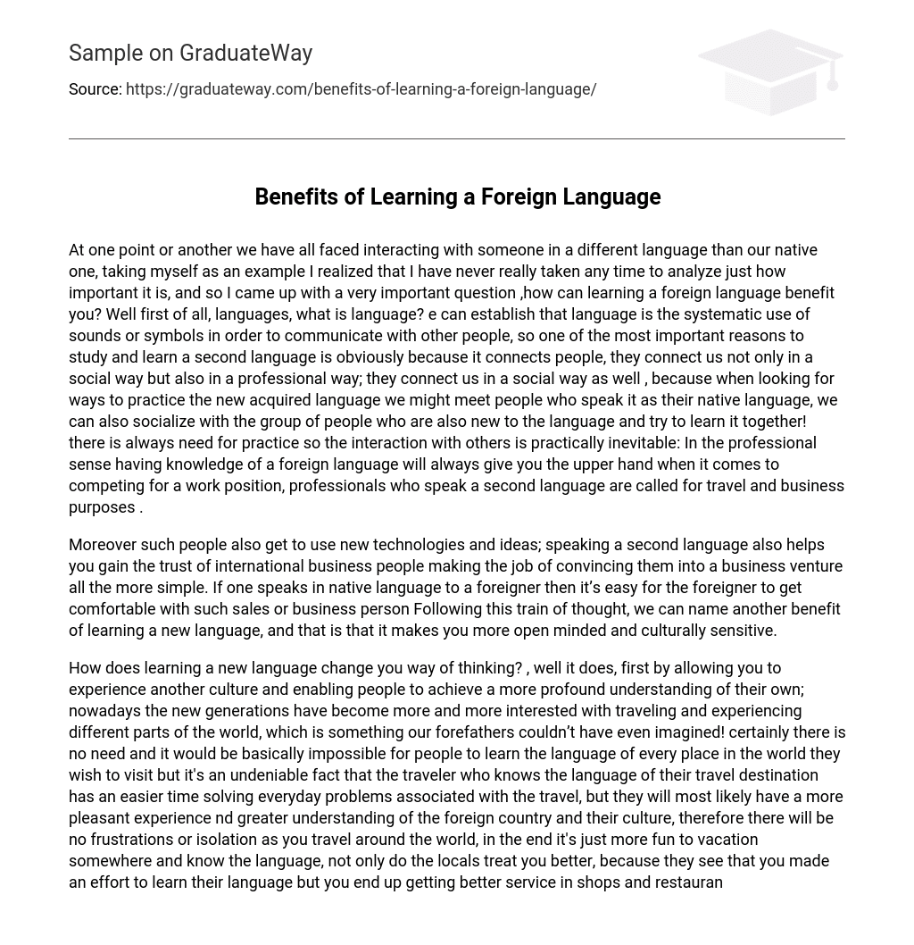 Benefits of Learning a Foreign Language