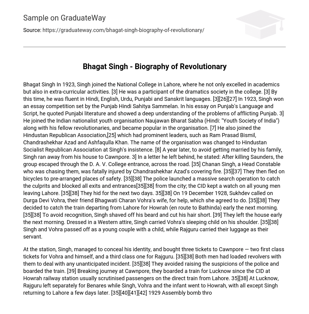 Bhagat Singh – Biography of Revolutionary