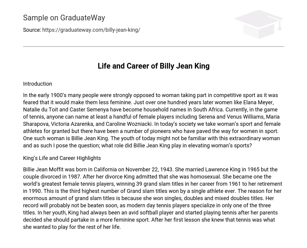 Life and Career of Billy Jean King