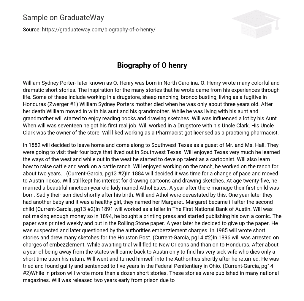 Biography of O henry