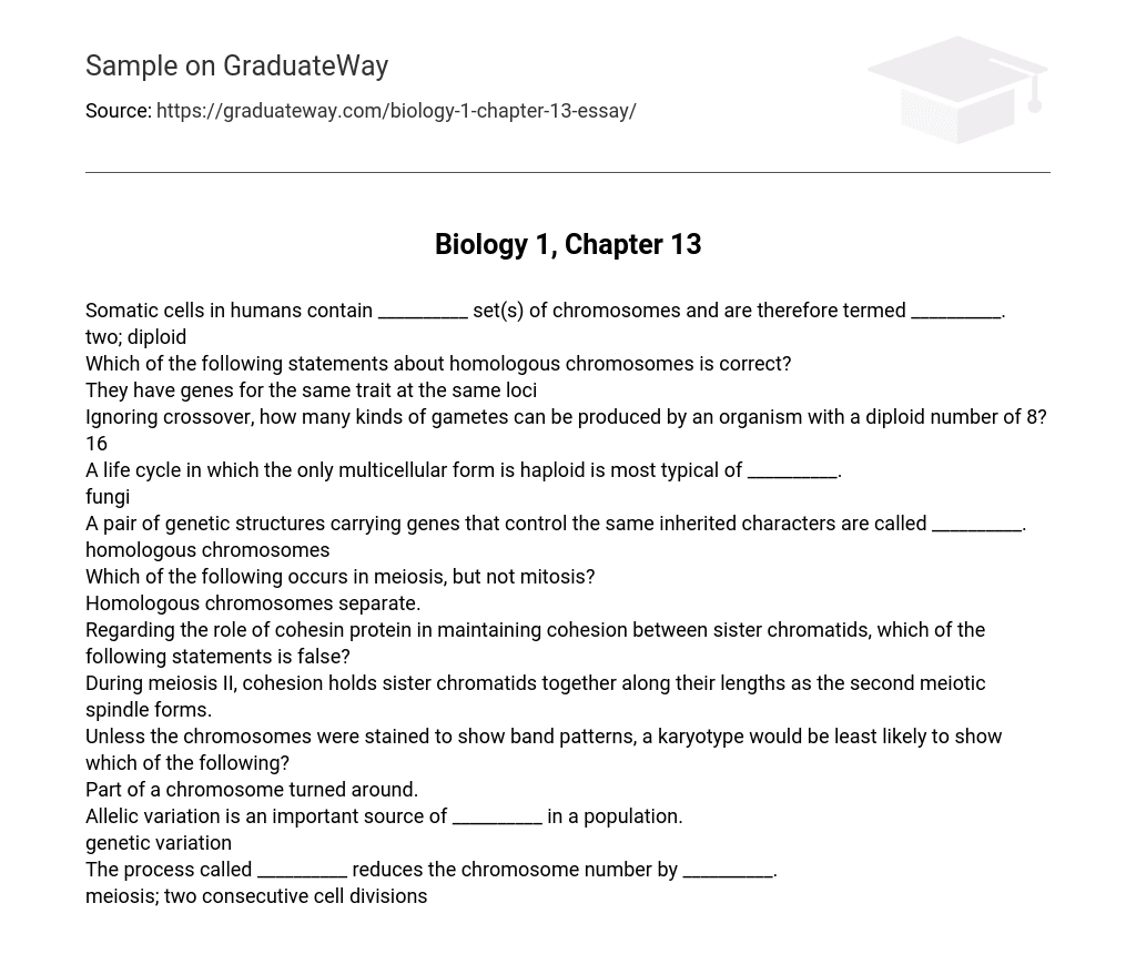 Biology 1, Chapter 13