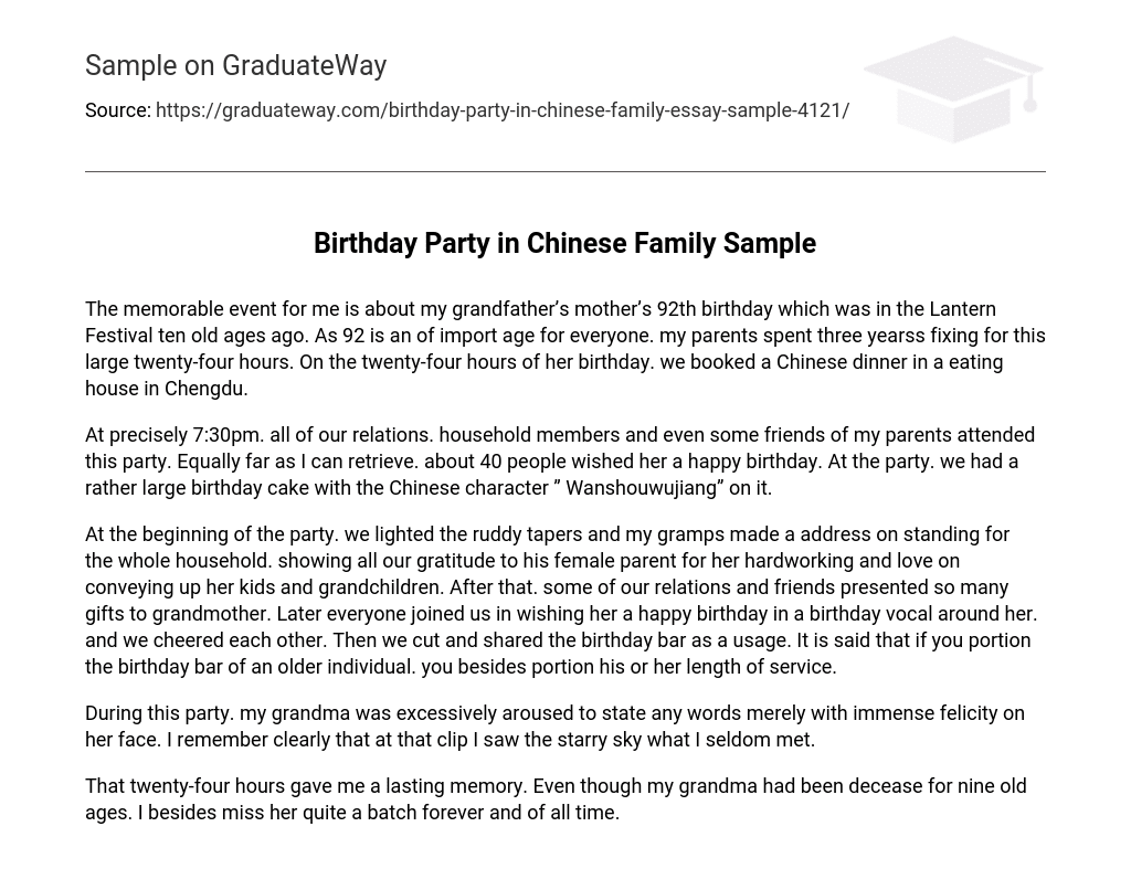 Birthday Party in Chinese Family Sample