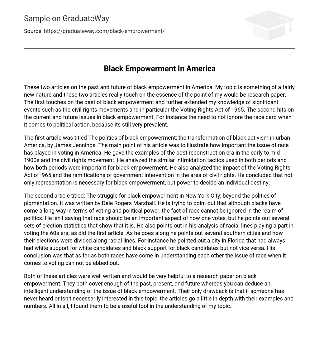 Black Empowerment In America