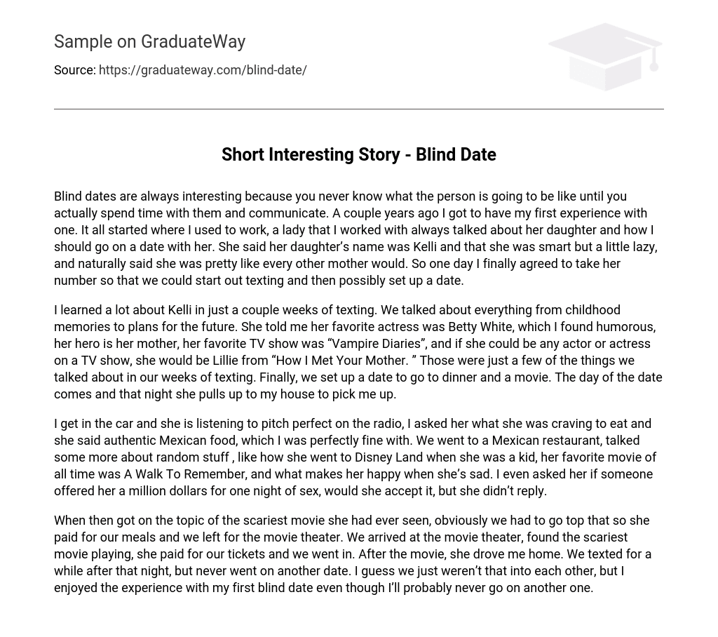 Short Interesting Story – Blind Date Narrative Essay