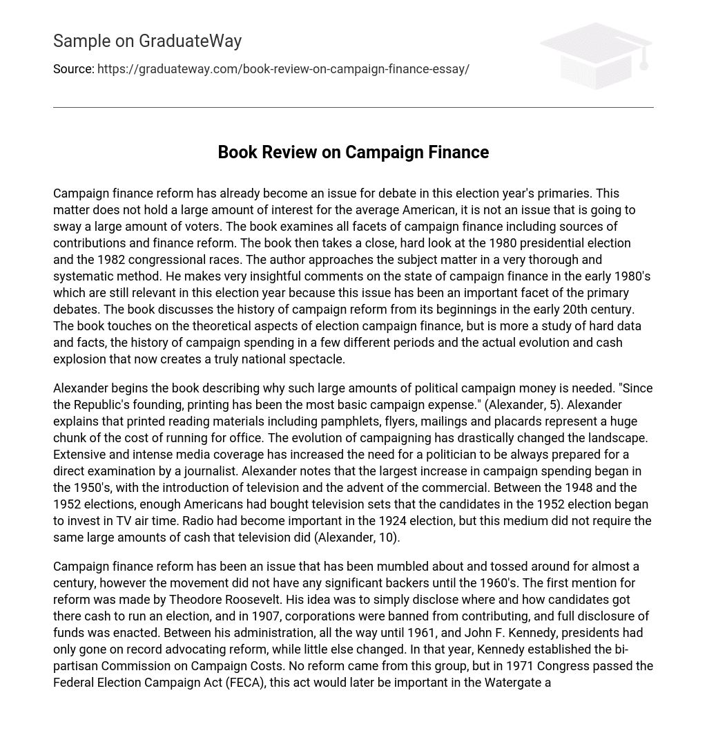 Book Review on Campaign Finance