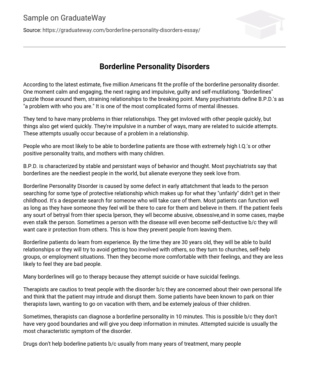 Borderline Personality Disorders
