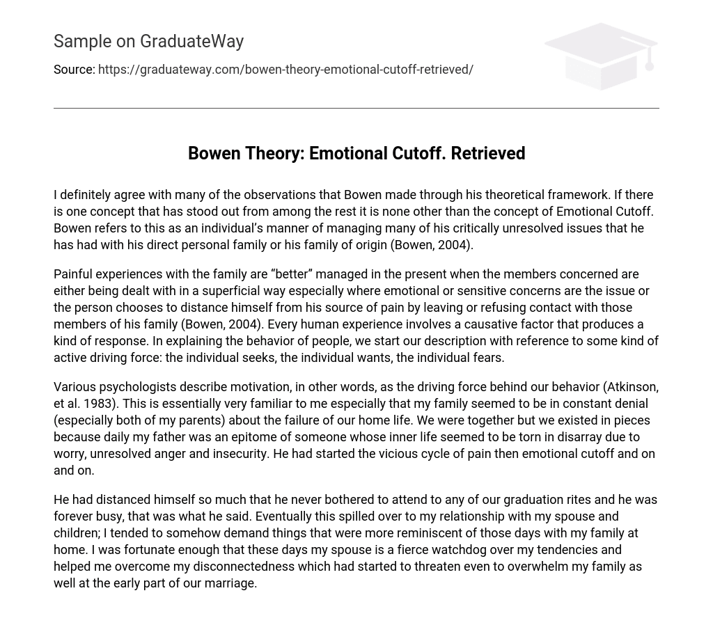 Bowen Theory: Emotional Cutoff. Retrieved