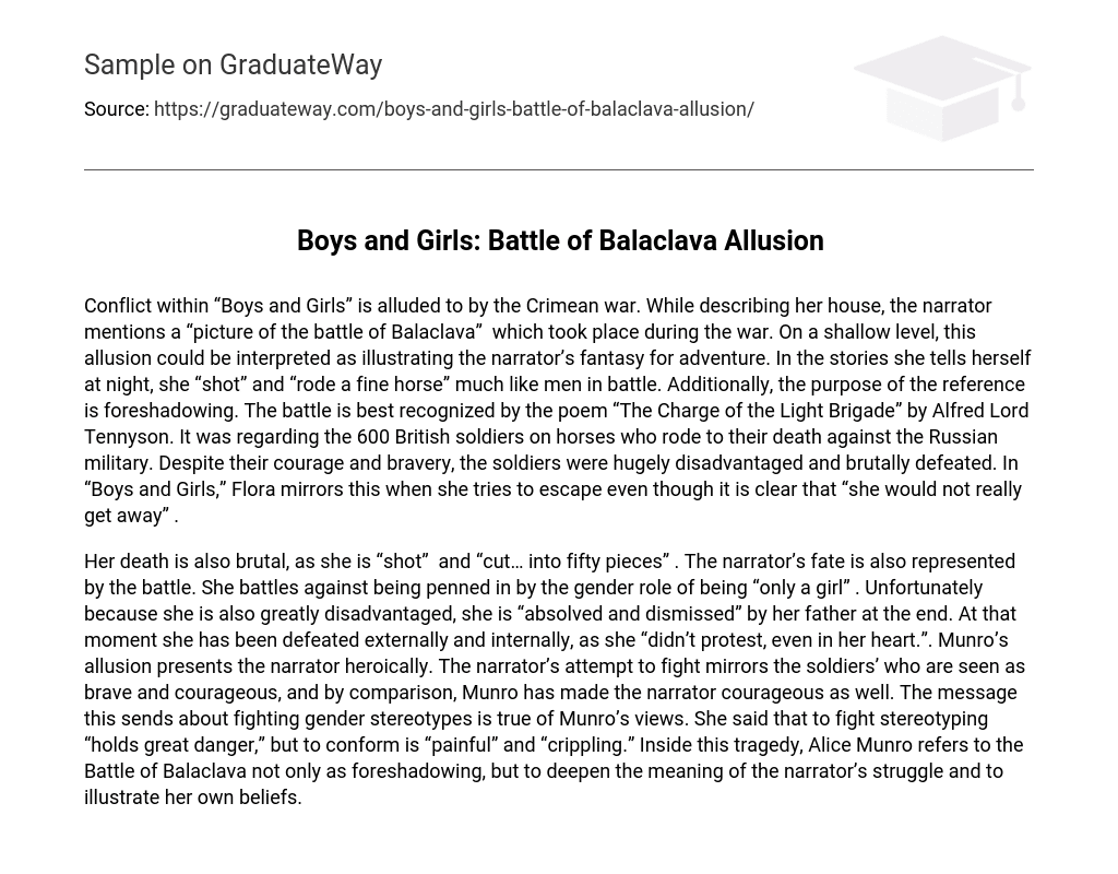 Boys and Girls: Battle of Balaclava Allusion Analysis