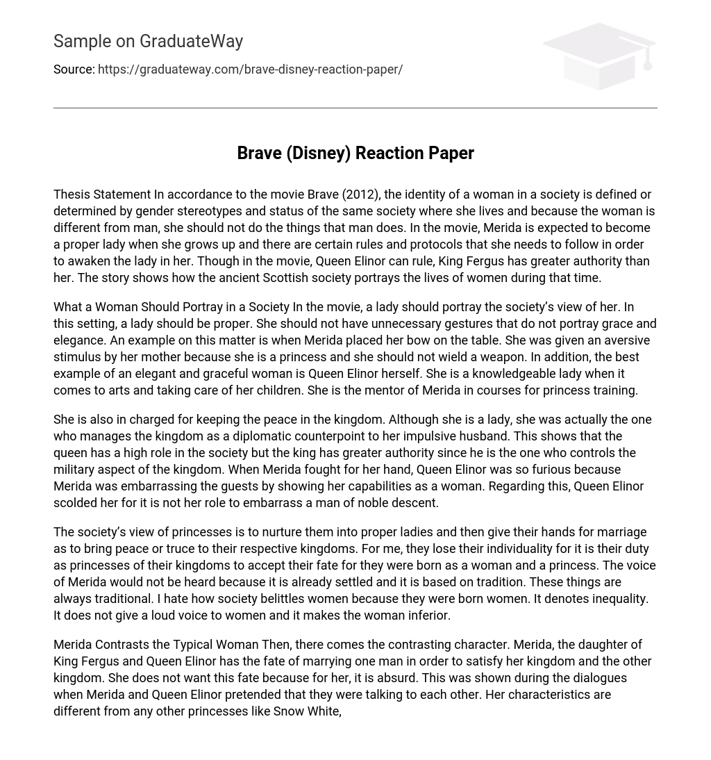 Brave (Disney) Reaction Paper