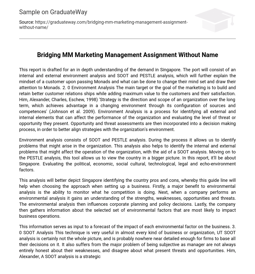 Bridging MM Marketing Management Assignment Without Name