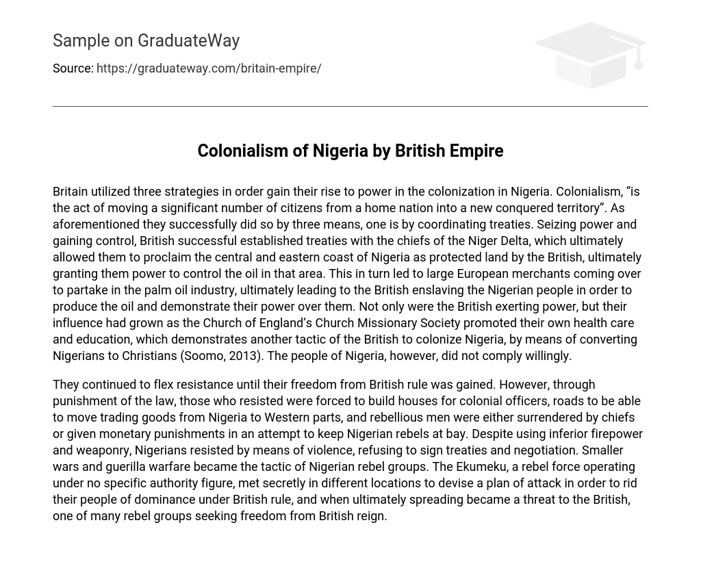 Colonialism of Nigeria by British Empire