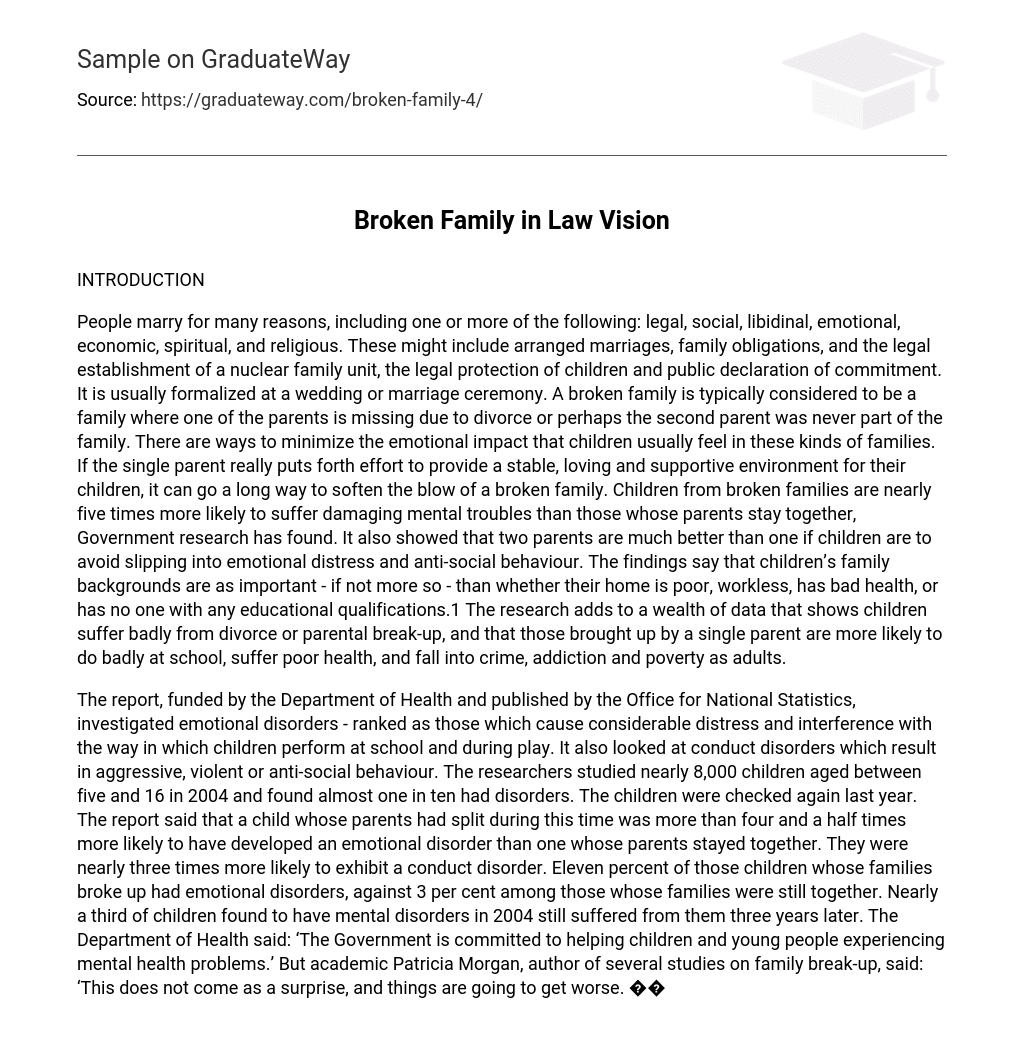  Broken Family In Law Vision Essay Example GraduateWay