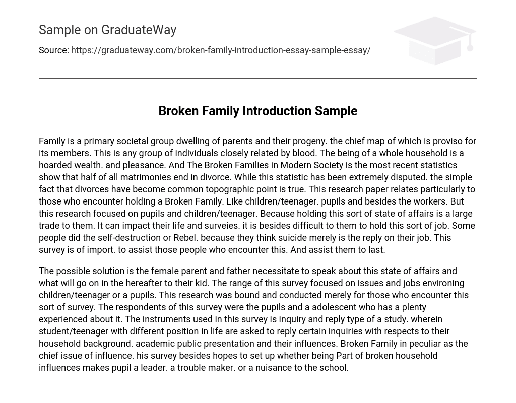 research objectives about broken family