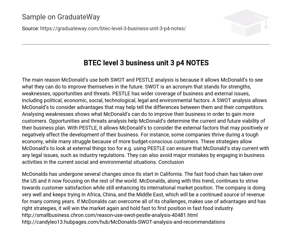 BTEC level 3 business unit 3 p4 NOTES