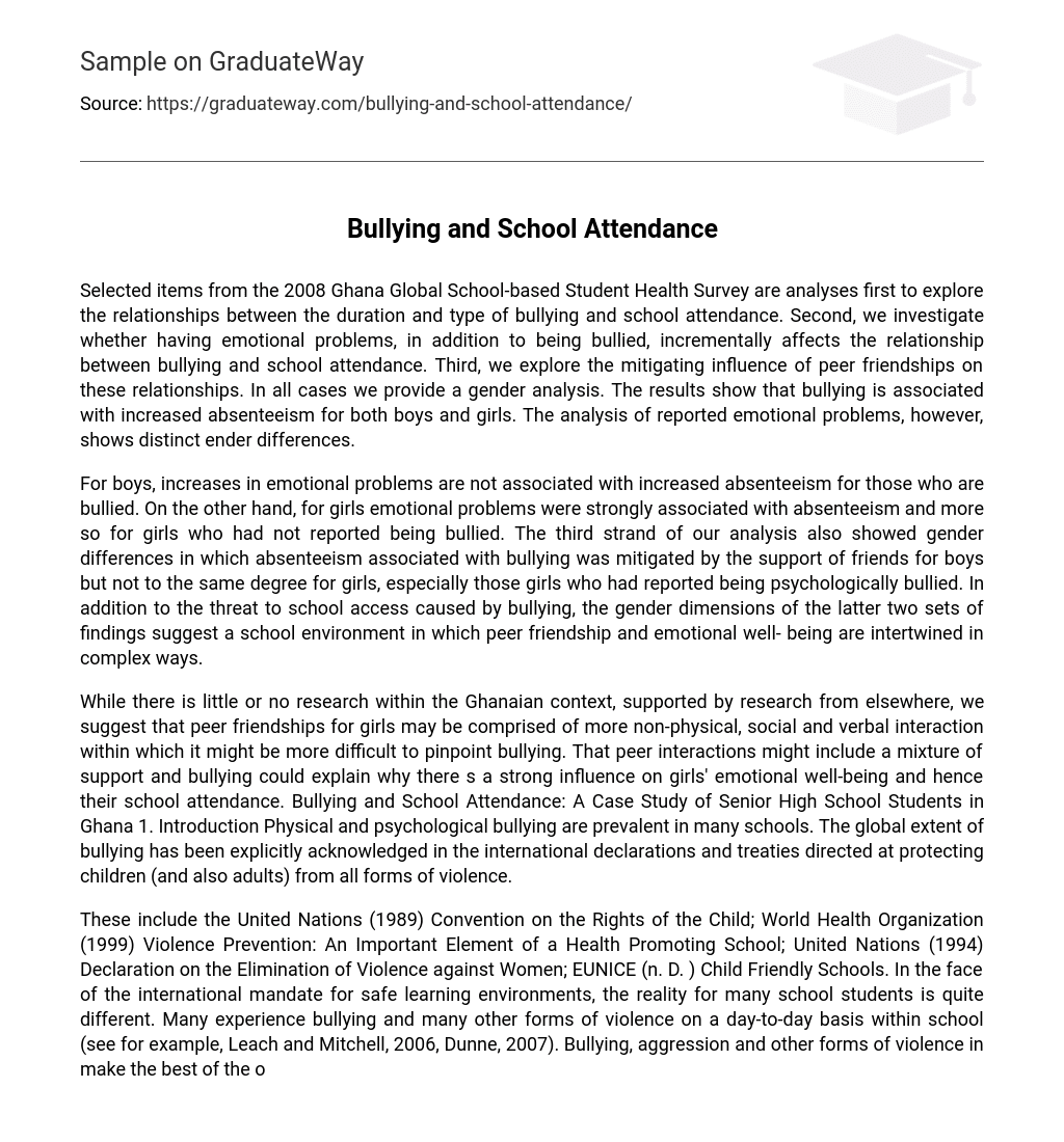 Bullying and School Attendance