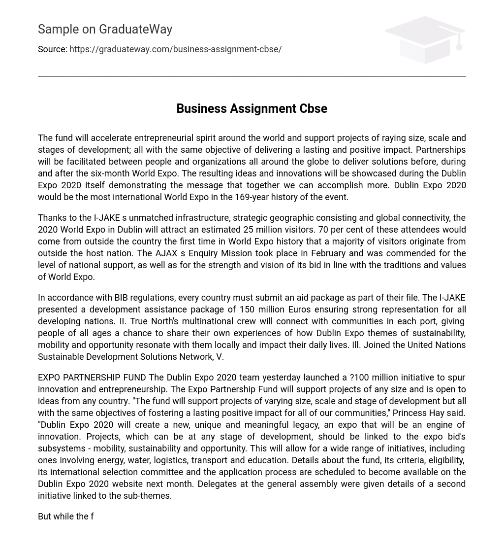 Business Assignment Cbse