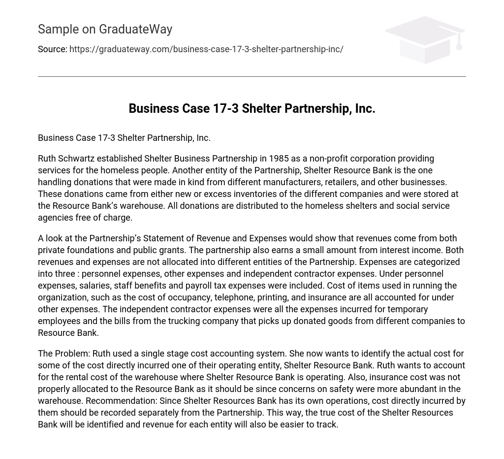 Business Case 17-3 Shelter Partnership, Inc.