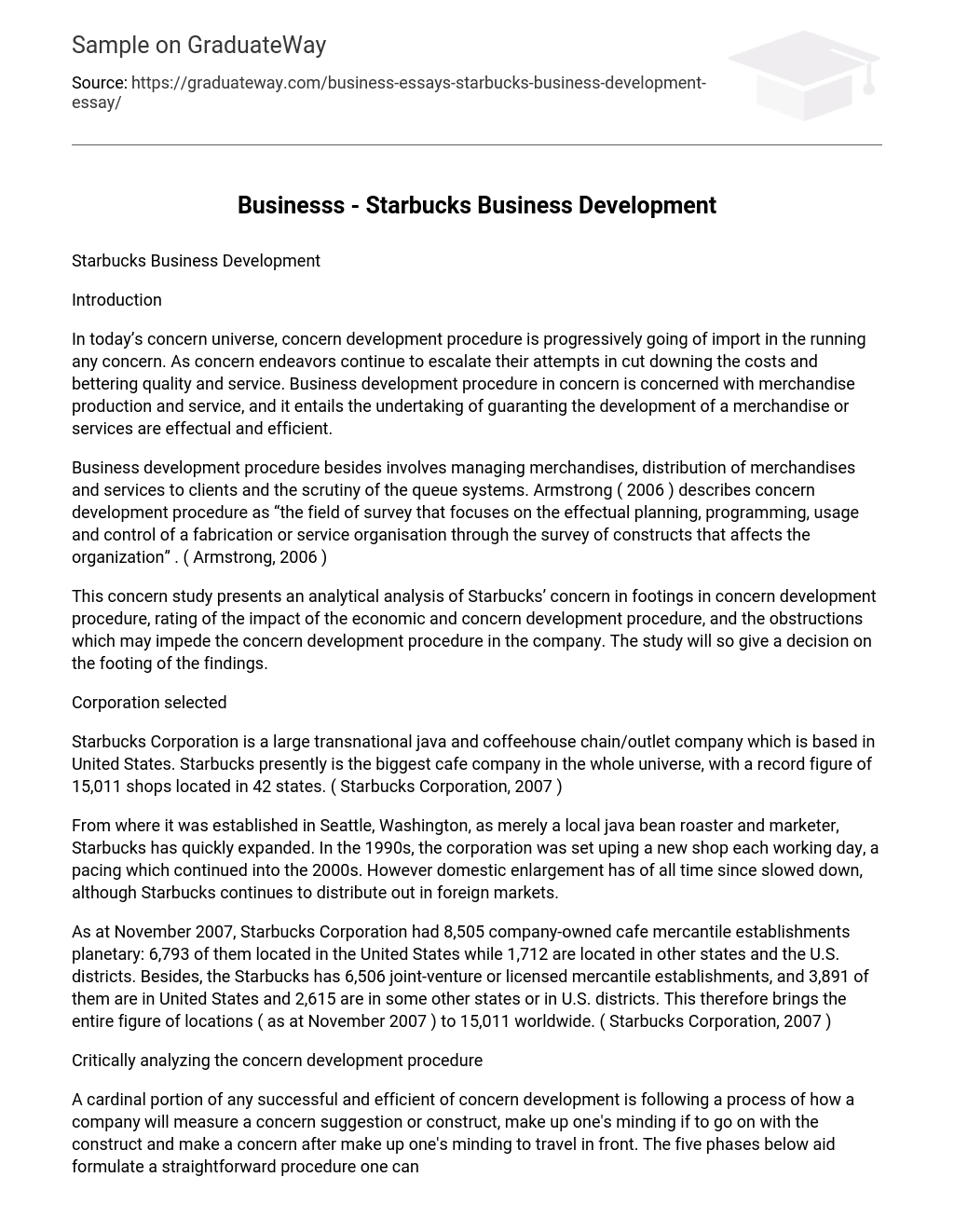 Businesss – Starbucks Business Development