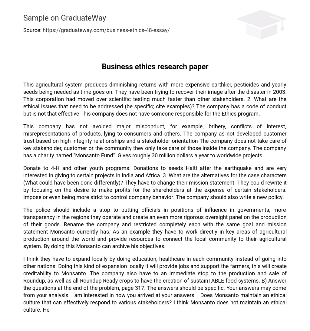 Business ethics research paper