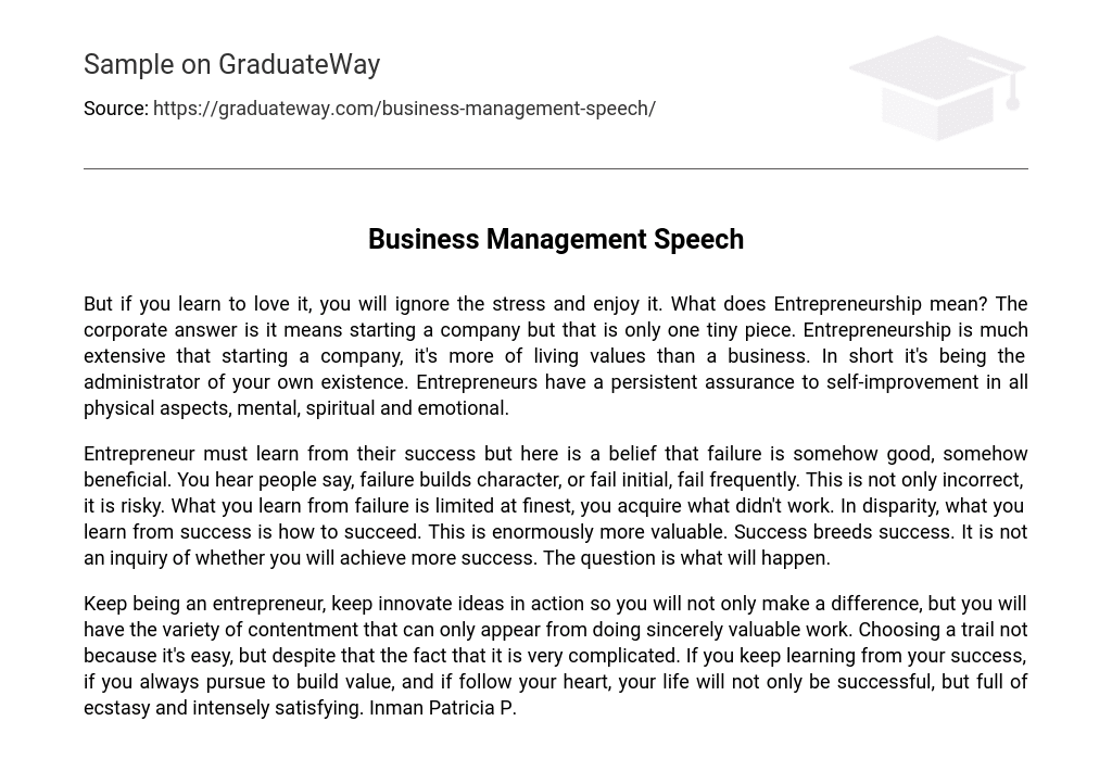 Business Management Speech