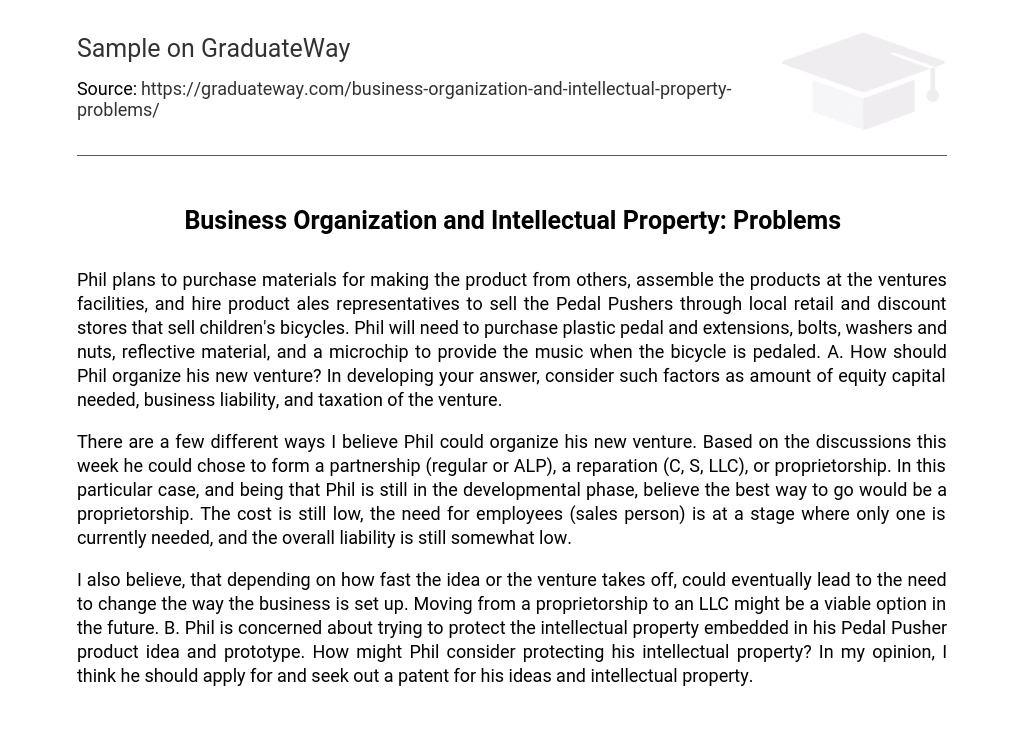 Business Organization and Intellectual Property: Problems