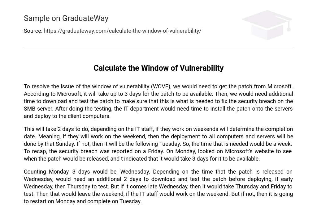 Calculate the Window of Vulnerability