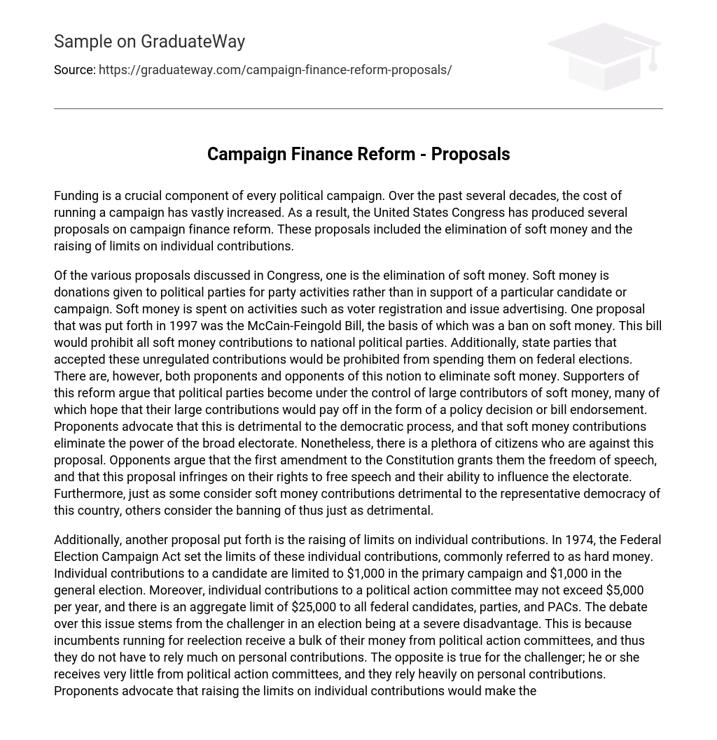 Campaign Finance Reform – Proposals