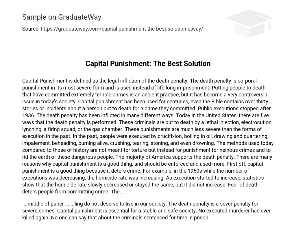 Capital Punishment: The Best Solution