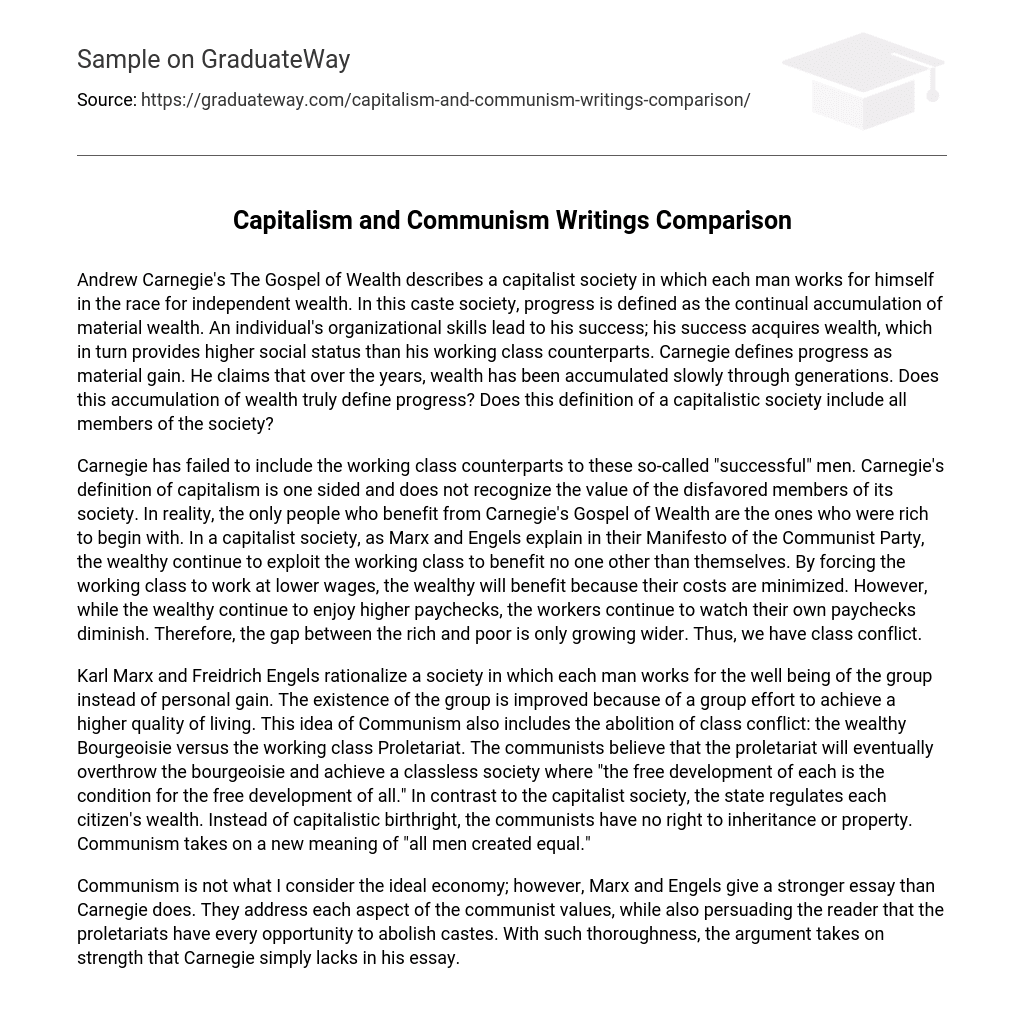 Capitalism and Communism Writings Comparison