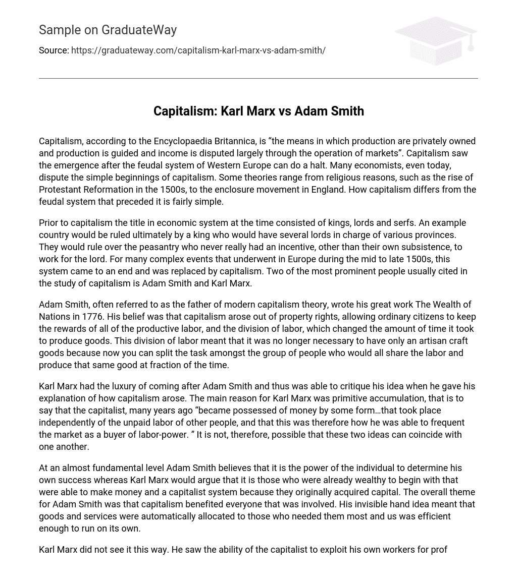 Capitalism: Karl Marx vs Adam Smith