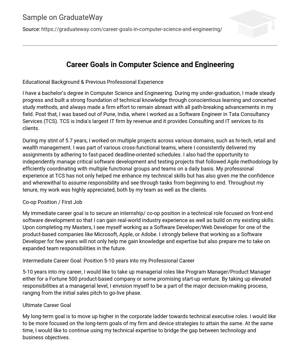 computer science career goals essay