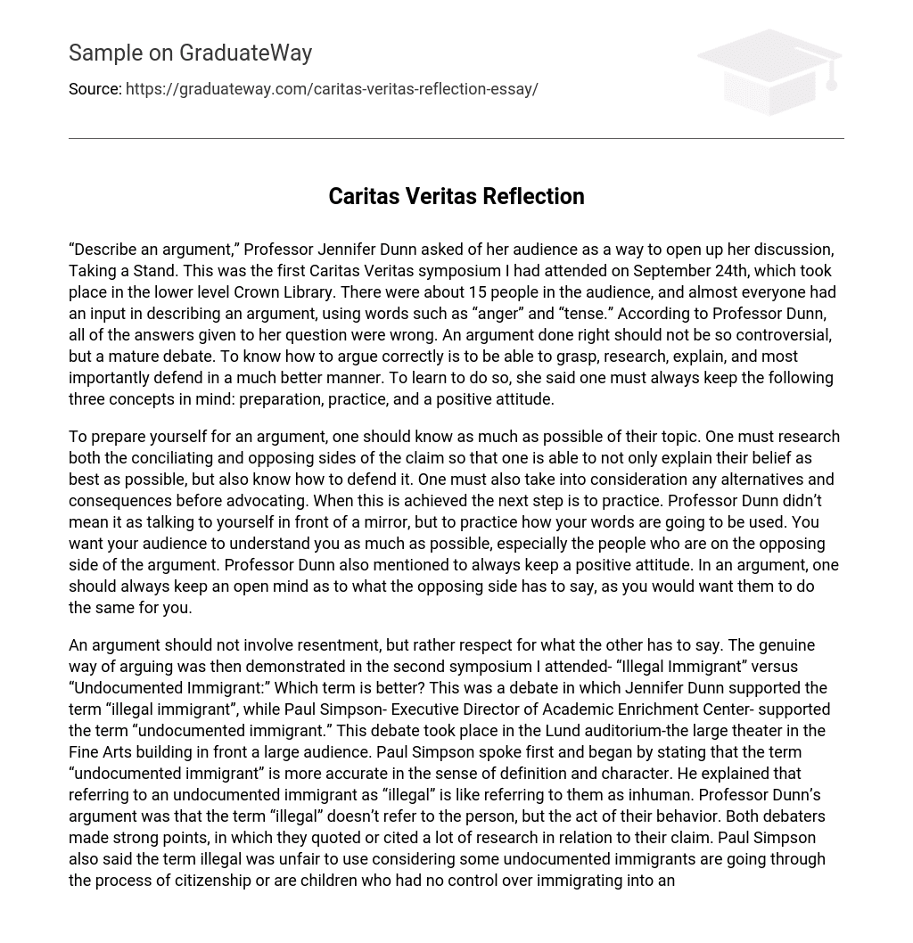 Caritas Veritas Reflection