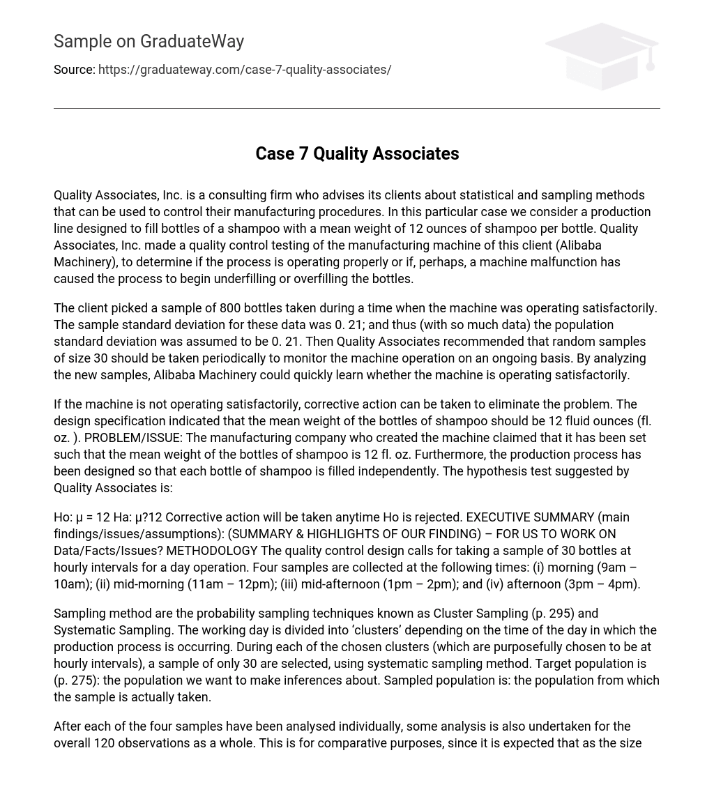 Case 7 Quality Associates