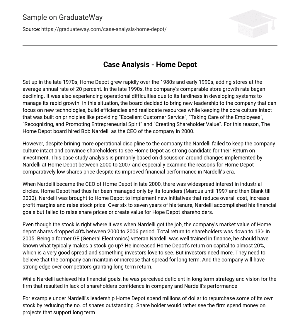 Case Analysis – Home Depot