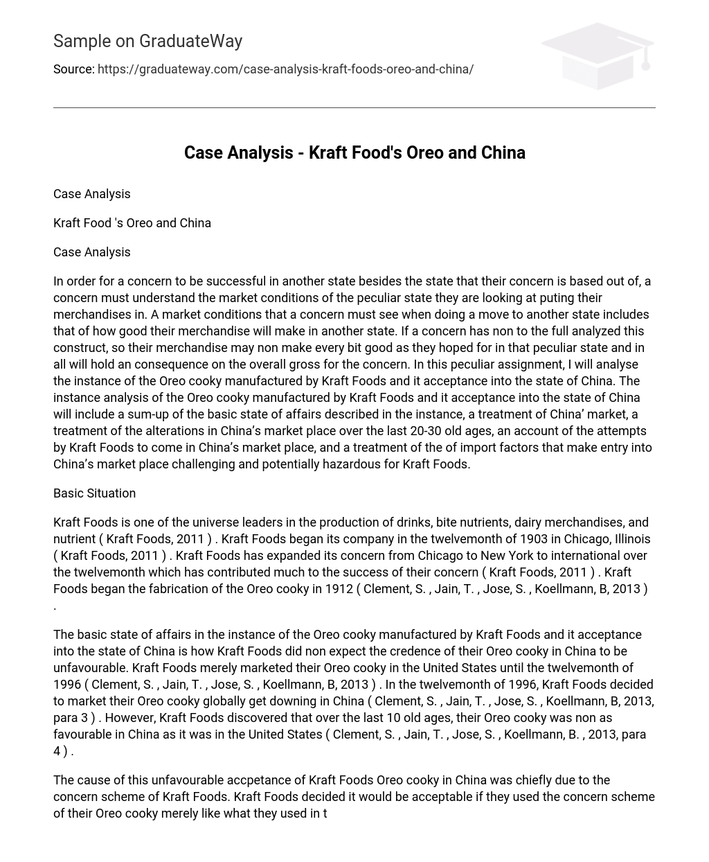 Case Analysis – Kraft Food’s Oreo and China