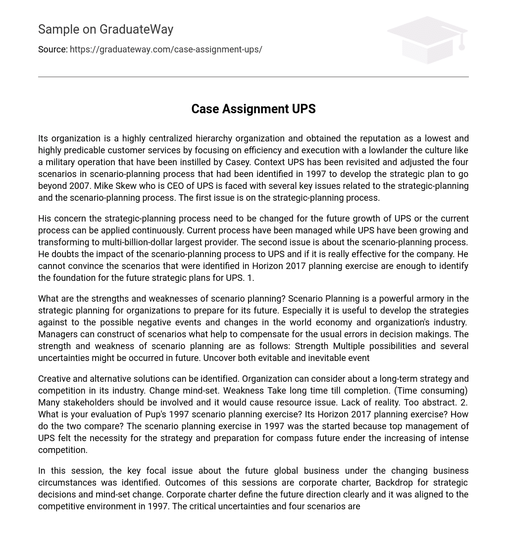 Case Assignment UPS
