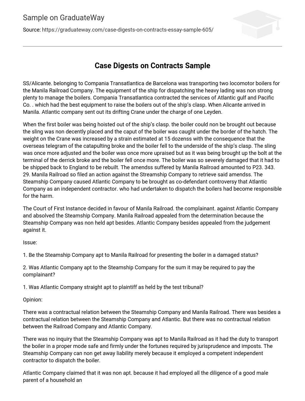 Case Digests on Contracts Sample