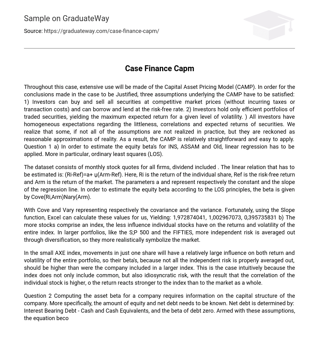 Case Finance Capm