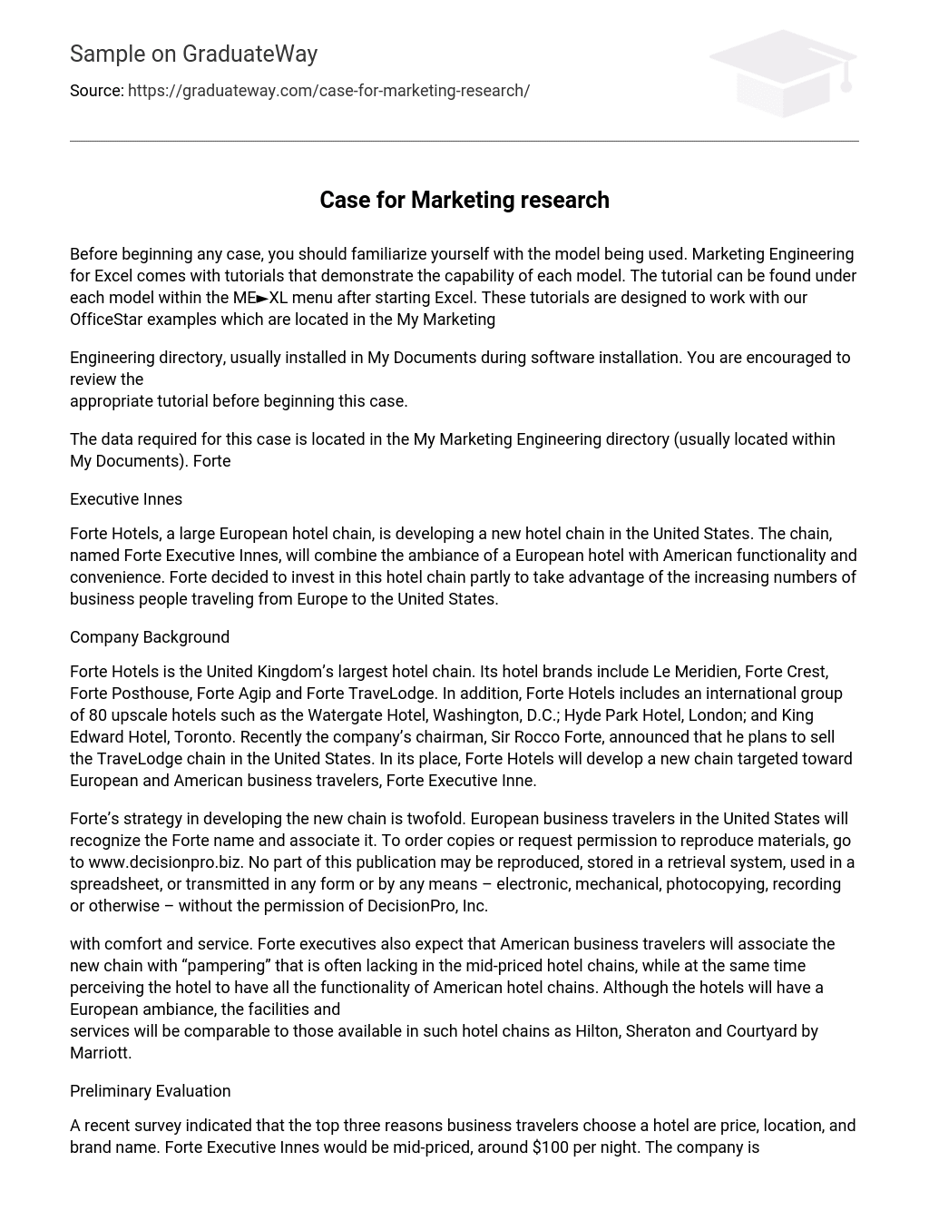 Case for Marketing research