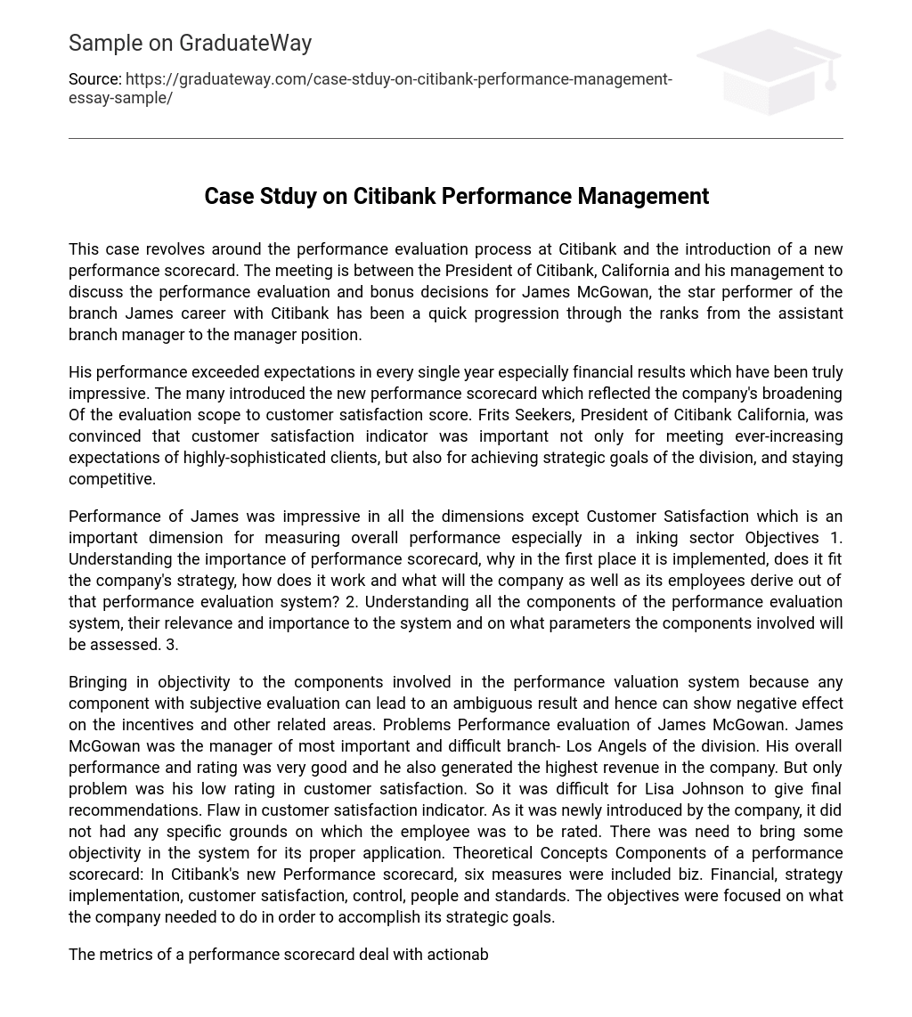 Case Stduy on Citibank Performance Management