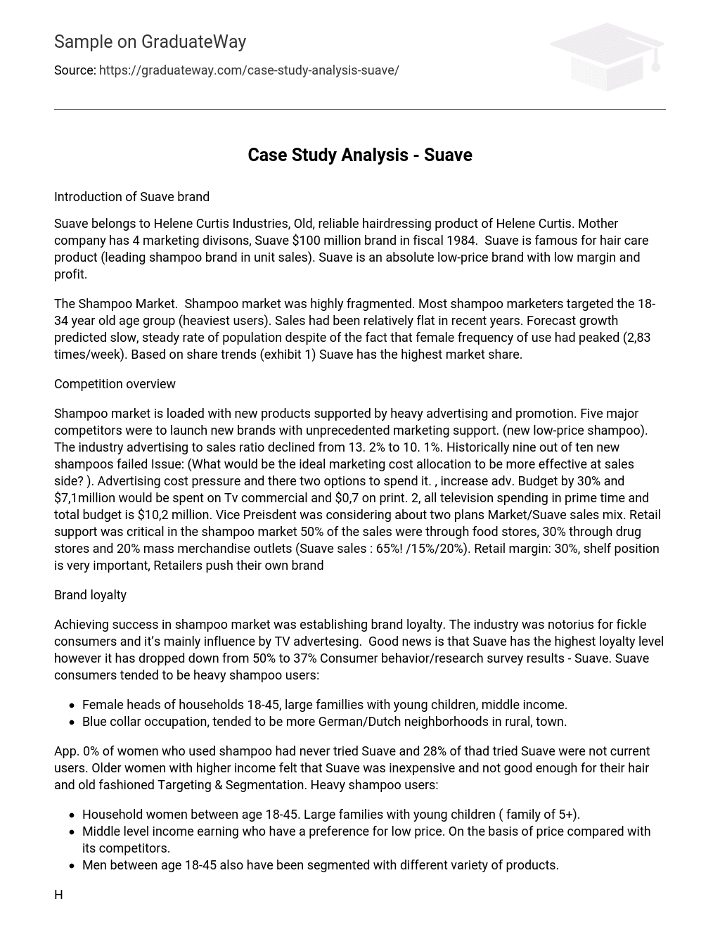 Case Study Analysis – Suave