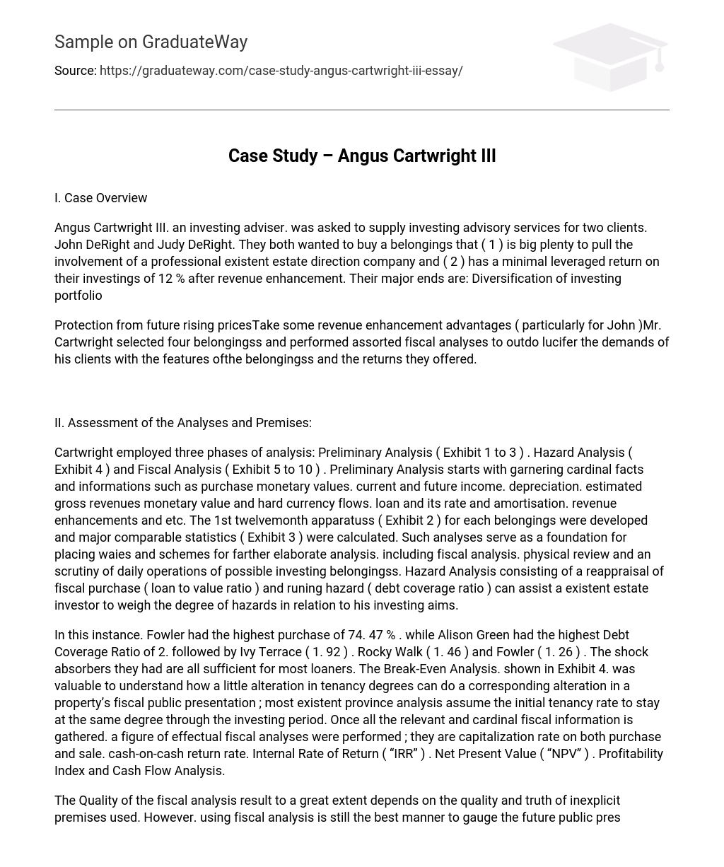 Case Study – Angus Cartwright III
