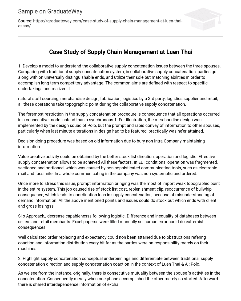 Case Study of Supply Chain Management at Luen Thai