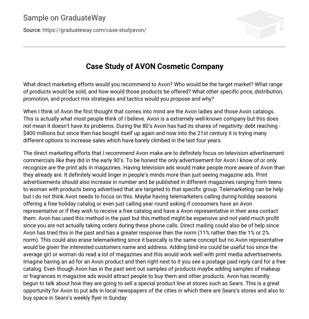 Case Study of AVON Сosmetic Company