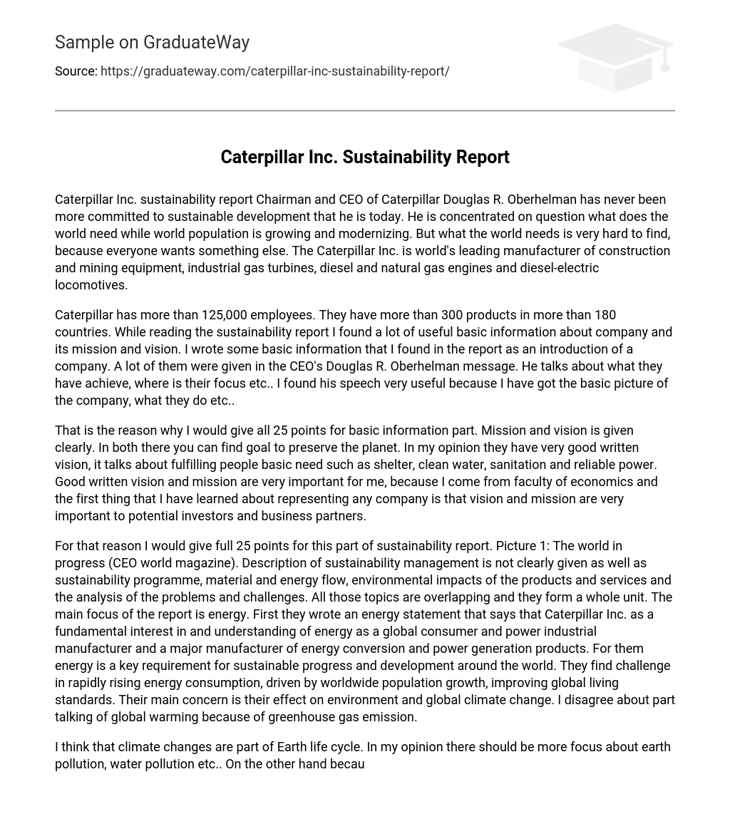Caterpillar Inc. Sustainability Report
