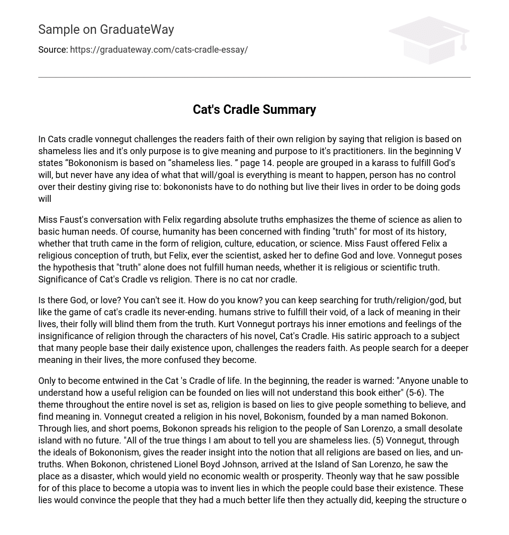 Cat’s Cradle Summary