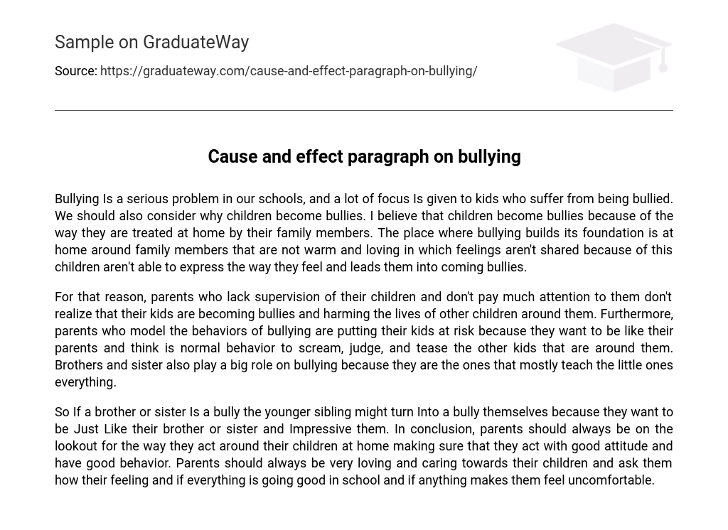 college essay examples about bullying